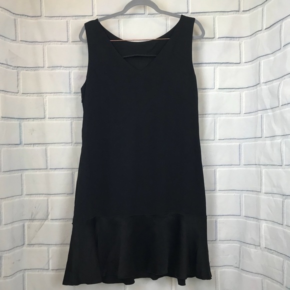 Theory Shift Sliky Trim Flare Black Dress - Picture 5 of 7